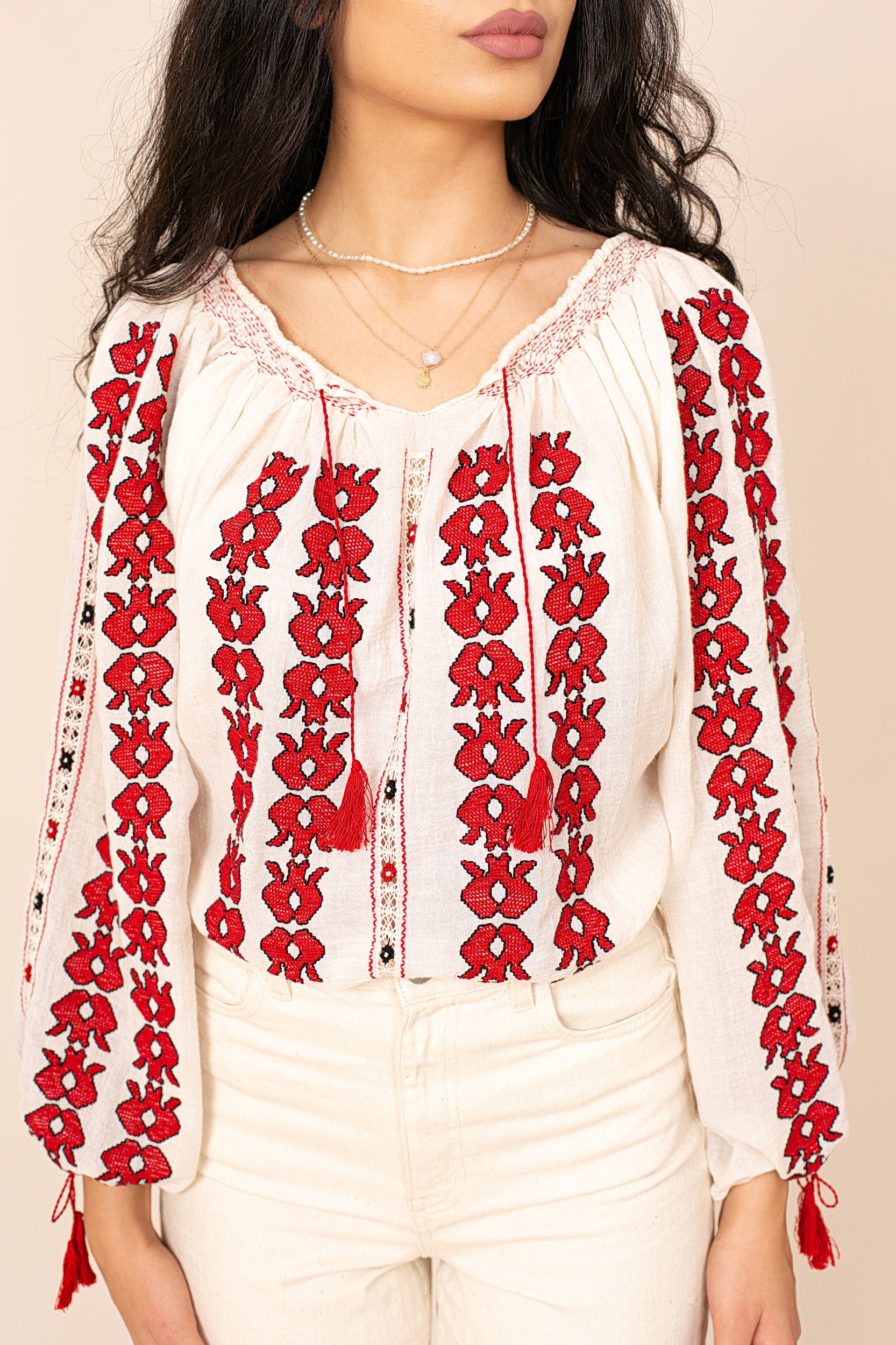 Laleli – Fine Cotton Romanian Handcrafted Top With Tulip Embroidery